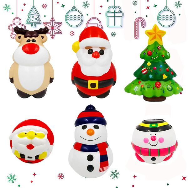 Parti Favor Set yavaş yükselen stres kabartması süper yumuşak sıkma hediyesi Noel Baba Snowman Ren Geyiği Noel Squishies Oyuncaklar Çocuklar İçin