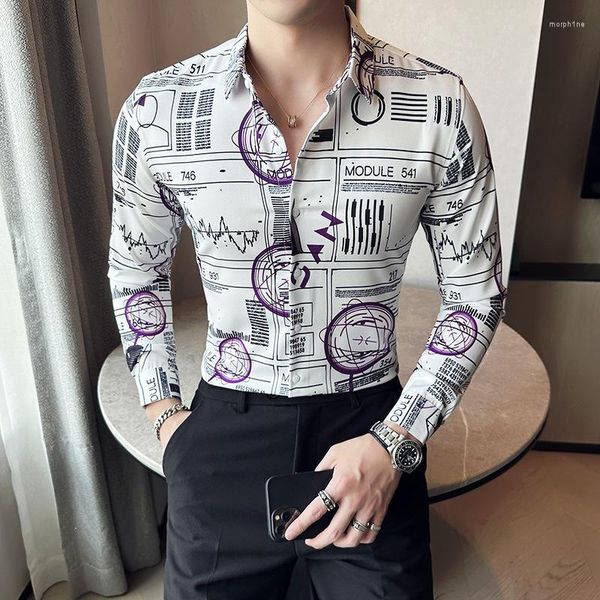 Camicie eleganti da uomo Camicia da uomo Manica lunga Stampa floreale Abbigliamento Autunno Streetwear Camicia moda casual/Per