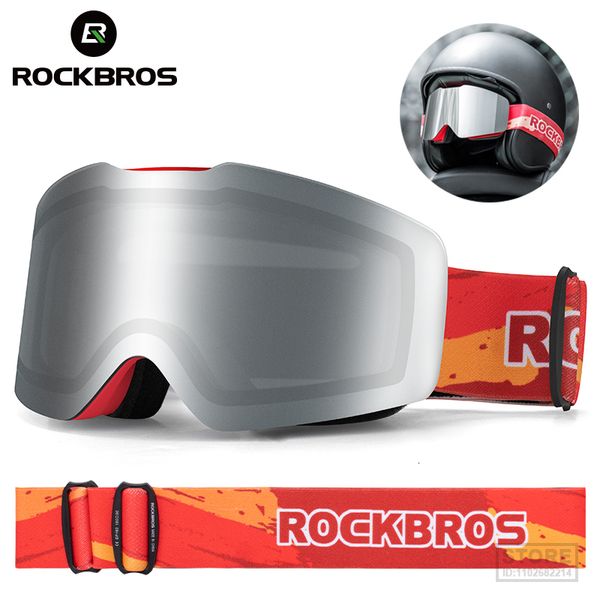 Óculos de esqui ROCKBROS à prova de vento UV400 Antifog Óculos Duplas Camadas Esqui Snowboard Máscara Moto Ciclismo Óculos de Sol 230920