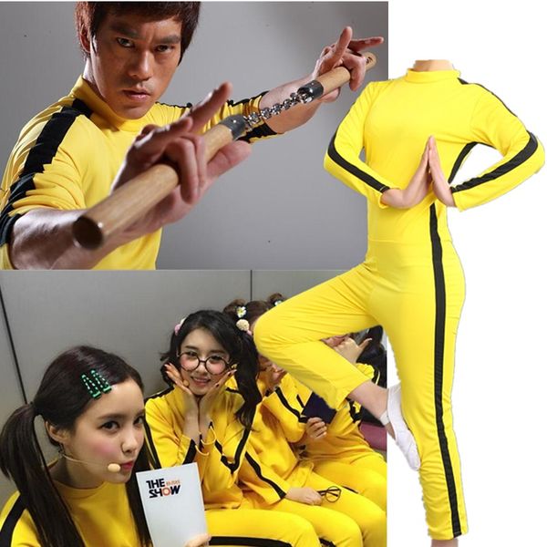 Catsuit Kostüme Unisex Erwachsene Kinder Bruce Lee Jeet Kune Do Chinesischer Kung Fu Overall Cosplay Kostüm Zentai Anzug