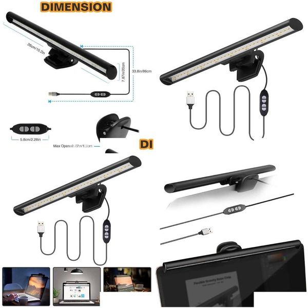 Gece Işıkları USB SN LED Masa Lambaları Dimmable Bilgisayar Dizüstü Bilgisayar Çubuğu Asma Işık Masa Lambası Çalışması LCD Monitör için Okuma Bırakma Teslimat Otaqd