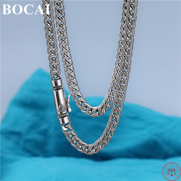 Anhänger-Halsketten BOCAI S Sterling Silber Halsketten für Männer Frauen Herrenmode Eternal Vine Flache Horsewhip-Kette Argentum Armbänder 230921