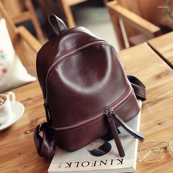 Schultaschen Vintage Frauen Rucksack Designer PU Leder Weibliche Reiserucksäcke Kleine Adrette Tasche Für Mädchen Rucksack Daypack