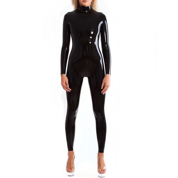 Catsuit Kostümler Boyun Giriş Kauçuk Bodysuit Catsuit kauçuk takım elbise zip bodysuit takım elbise