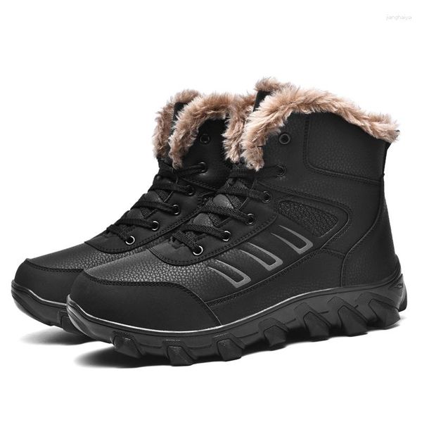 Stivali Scarpe invernali Tenis Keep Warm Fluff Mens Ankle 2023 Men Snow Outdoor per scarpe da ginnastica con suola spessa maschile