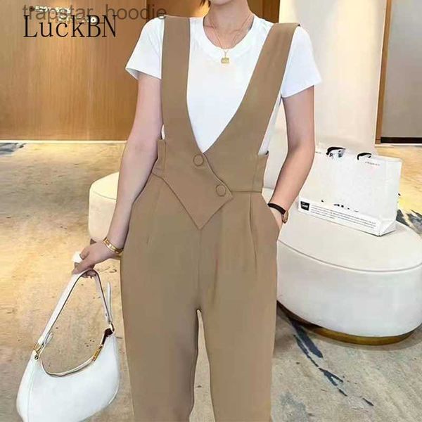 Tute da donna Pagliaccetti Moda coreana Tuta Abbigliamento donna Estate Vita alta Office Lady Tute Combinaison Femme Tuta elegante Abbigliamento Khaki L230921