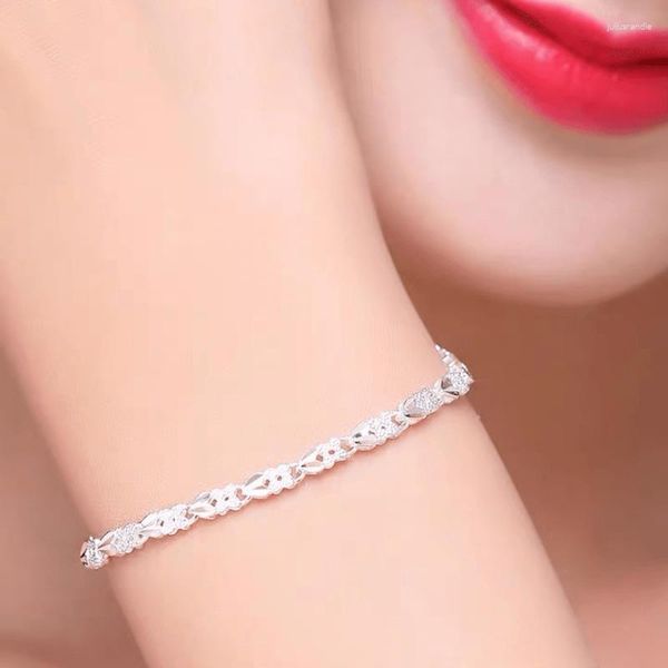 Link pulseiras de alta qualidade 925 cor prata trevo sorte coração para mulheres casamento senhora nobre bonita jóias moda presente natal