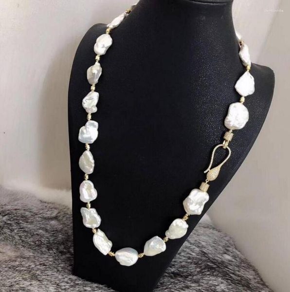 Correntes moda jóias enorme lindo 13-14mm redondo mar do sul colar de pérola branca 18
