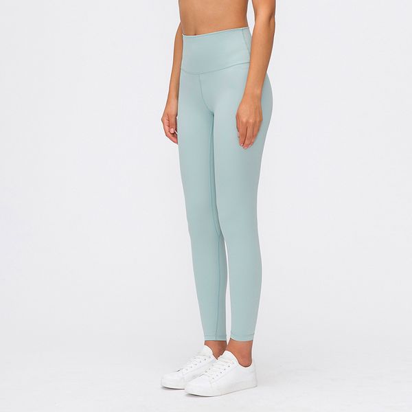 Luluwomen com logotipo leggings calças de yoga cintura alta hip apertado estiramento pequeno pé esportes calças de fitness