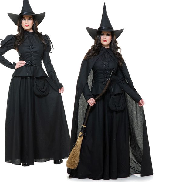 Costumi anime Carnevale Halloween Lady Costume da strega gotico Medievale Deluxe Mantello lungo Incantatrice Gioco di ruolo Vestito da festa operato da cosplay