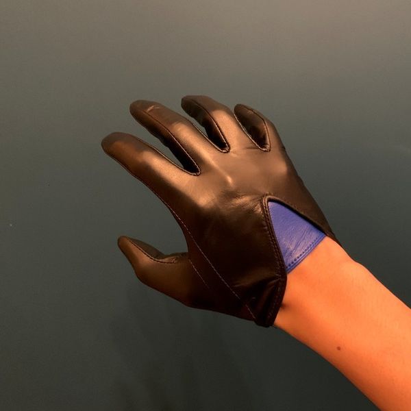 Five Fingers Gloves зимние мужские перчатки из блестящей козьей кожи без подкладки с сенсорным экраном, черные 230921
