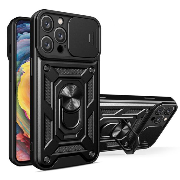 Capas de telefone deslizantes de lente de grau militar para iPhone 15 14 14Pro 13 12 11 Pro Max Plus XR X conchas Heavy Duty Case Slide Camera Cover CamShield