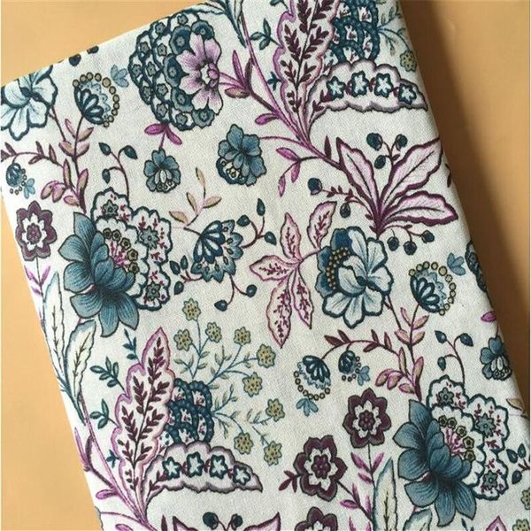 Nova chegada floral impresso tecido de lona algodão linho retalhos tecido diy costura estofando material pano para artesanal textile279a