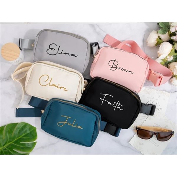 Sacos de cintura personalizados bordados fanny pacote personalizado despedida de solteira flor menina presentes pacotes para mulheres 230920