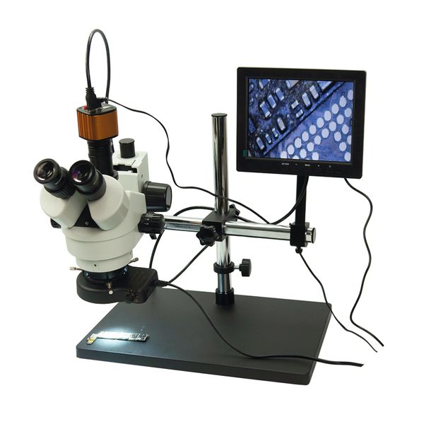 Ke-308 7x-45x zoom ingrandimento microscopio trinoculare con telecamera HDMI 16 MP per riparazione industriale PCB STURDY 56 LED Light Control