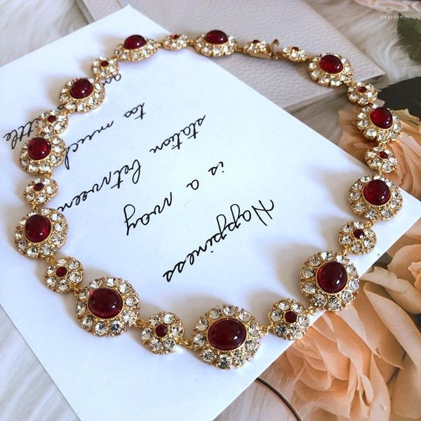 Ожерелье-серьги в комплекте с Reines, высококачественные винтажные универсальные элегантные элегантные цветные глазурные инкрустированные роскошные классические браслеты с драгоценными камнями, ошейники Para Mujer