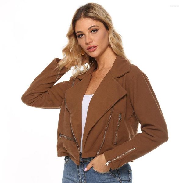 Damenjacken Herbst Winter Frau Jacke Streetwear PU Europäischen Stil Reißverschluss Moto Biker Weiblicher Mantel