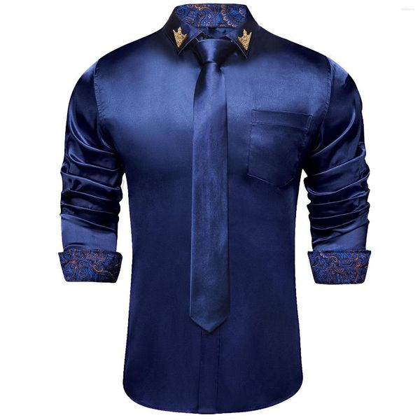 Мужские классические рубашки, мужские эластичные атласные рубашки с длинным рукавом, социальная рубашка с узором пейсли, контрастные цвета, рубашка-смокинг, блузка, одежда DiBanGu