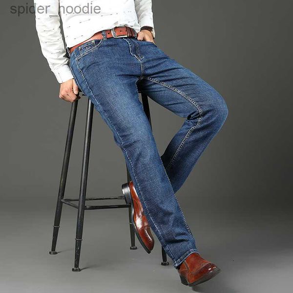 Herren Jeans 2023 Neue Herrenmode Jeans Business Casual Stretch Slim Jeans Klassische Hose Denim Hosen Männlich Schwarz Blau L230921