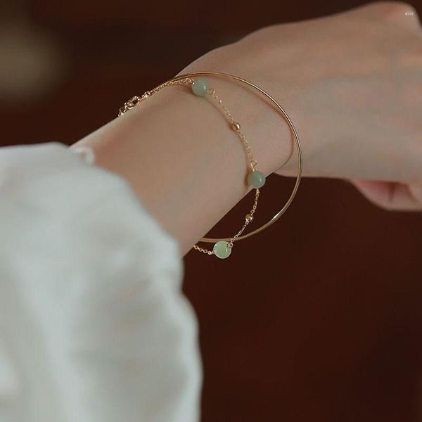 Charm Armbänder Nische INS Weibliche Doppelschichtige Magnetschnalle Einfache Hetian Jade Frauen Perlen Armreif Koreanisch