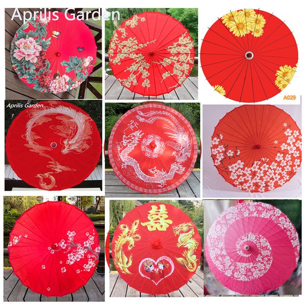 Guarda -chuvas de casamento vermelho -ilado guarda -chuva hanfu mulher chinês decoração de seda parasol paraguas sombrilla 230920