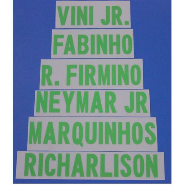 2021 Squadra nazionale brasiliana R FIRMINO calcio Nameset Personalizza nome A-Z Numero 0-9 Stampa carattere calciatore patch258i