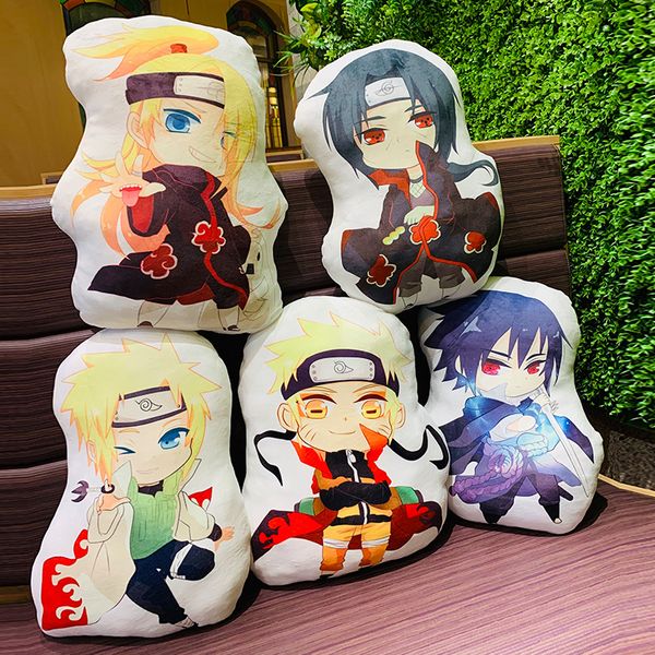 Bonecas de pelúcia Anime Shippuden Travesseiro em forma especial Almofada de sofá Sasuke Akatsuki Itachi Deidara Manga Dupla Face Recheada Boneca de Pelúcia Brinquedos 230921