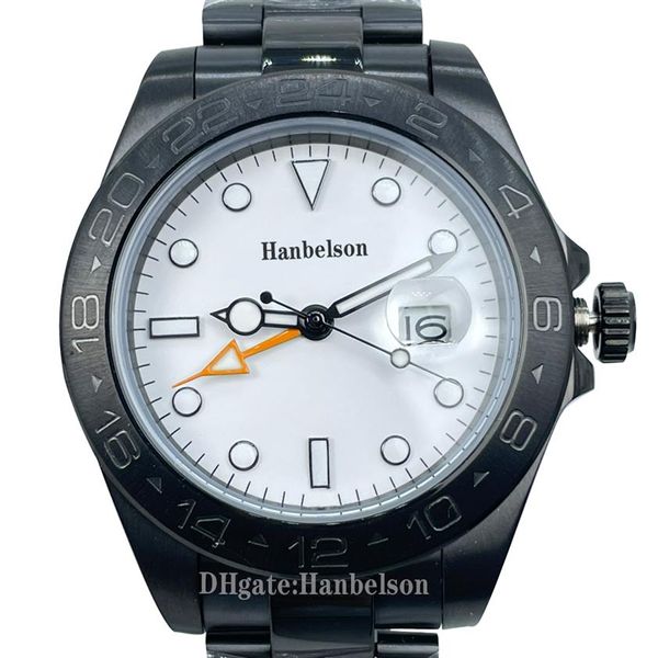 Мужские часы GMT Автоматический механизм Сапфировое стекло Стальной ремешок Наручные часы Светящийся белый циферблат ST9 Watches301D