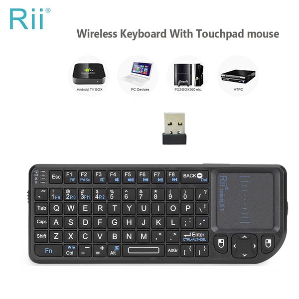 Teclados Original Rii X1 2.4GHz Mini Teclado Sem Fio Inglês/RU/ES/FR Teclados com TouchPad para Android TV Box/PC/Laptop 230920