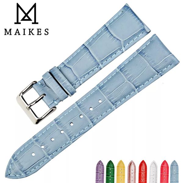 Assista Bandas Moda Genuíno Couro Watch Band 1214161718192022mm Watchbands Cinto Pulseira Amarelo Azul Rosa Vermelho Mulheres Watch Strap 230921