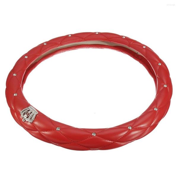 Coprivolante da 38 cm di diametro in pelle PU con corona in cristallo di diamante per accessori per auto