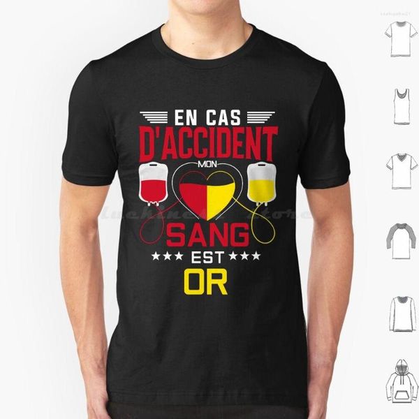 Herren-T-Shirts „In Case Of Accident My Blood Is Gold“-Shirt, große Größe, Baumwolle, Rc Lens Lensois Lensoise Frankreich Fußball