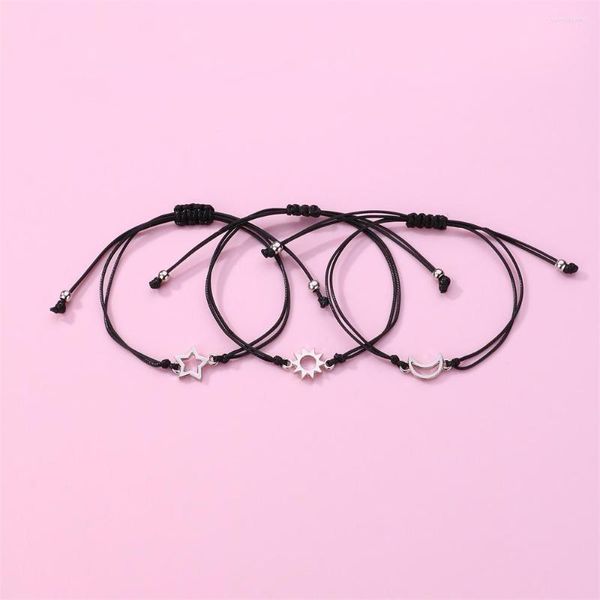 Link-Armbänder, exquisites Eltern-Kind-3-teiliges Armband für Frauen, Sonne, Mond und Sterne, verstellbare Doppelkette, schöner Charme, feiner Schmuck