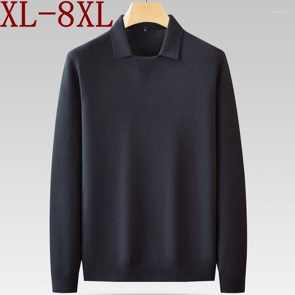 Maglioni da uomo 8XL 7XL 6XL 2023 Autunno Inverno Morbido Caldo Pullover Maschile High End Vintage Maglione di Cachemire Uomo Manica Lunga Risvolto Mens