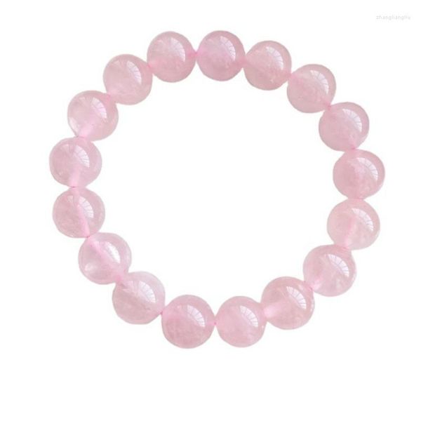 Strand rosa rosa em pó cristal de quartzo pedra natural streche charme pulseira cordão elástico pulserase jóias contas amantes mulher presente