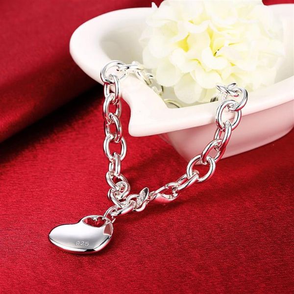 Link chain 925 prata esterlina pulseira coração sólido com link correntes grossas para mulheres moda jóias na moda whole326q