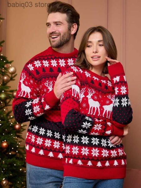Aile Eşleşen Kıyafetler 2023 Yeni Gelişler Kadın Erkek Çiftler Giysileri Eşleştiren Çiftler Sıcak kalın kazaklar Noel Jumpers Tavuk Noelleri Aile Bakış Kıyafetleri T230921
