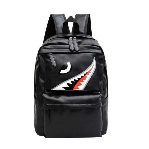 Mochila saco novo impresso edição coreana pu à prova de água grande capacidade saco de computador bookbag tendência casual 230708