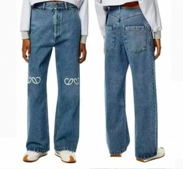 Jeans da donna Designer Gambe divise Capris attillati Pantaloni in denim Peluche addensato Pantaloni in denim dalla vestibilità calda Manica dritta Abbigliamento da donna Ricamo Stampa lunga