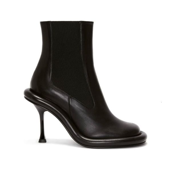 Stivali Autunno Inverno Moda donna Tacchi corti e sottili Punta tonda Scarpe con suola spessa Nero Bianco Colore misto Taglia grande 43 230920