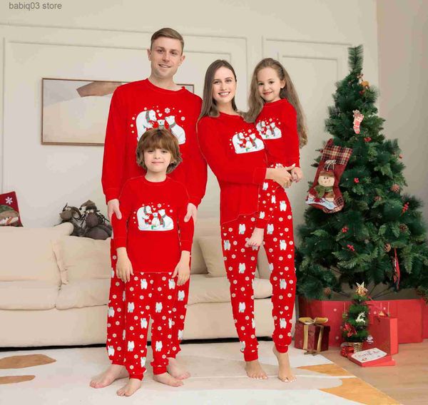 Abiti coordinati per la famiglia Natale Pjs Tutta la famiglia Set Abbigliamento Pigiama coordinato Manica lunga Orso stampato Mamma Madre Figlia Bambini Bambino Rosso 2023 T230921