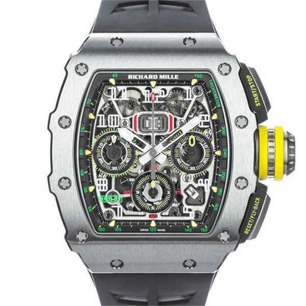 Richarmilles Tourbillon Uhr Automatische mechanische Armbanduhren Handgelenk Schweizer Uhren Serie Rm11-03 Automatik Titan Box/Papier WN-BXQO