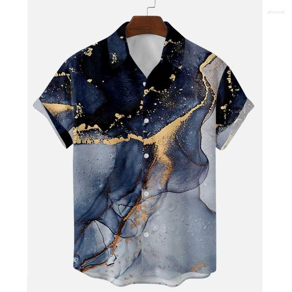 Camisas casuais masculinas 2023 homens verão camisa de manga curta abstrato tie-dye nuvem impressa botão até 6xl solto plus size havaiano