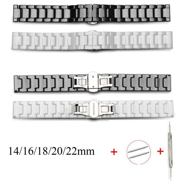 Cinturini per orologi Bracciale per orologio in ceramica 14mm 16mm 18mm 20mm 22mm Cinturino cinturino in ceramica bianco nero cinturino universale per orologi da polso 230921