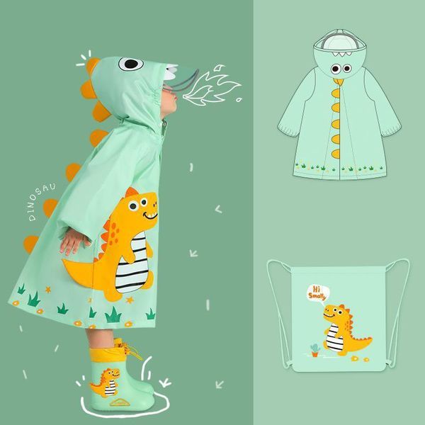 Regenmäntel Regenmantel Kinder Wasserdicht 110 Jahre Jungen Mädchen Regenjacken Cartoon Baby Mantel Outfits Dinosaurier Niedliche Regenbekleidung Kleidung 230920