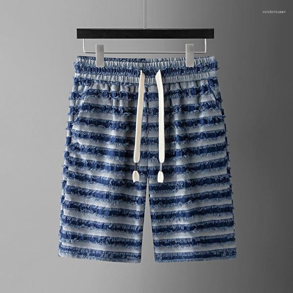 Shorts masculinos europeus e americanos na moda denim patchwork para 2023 verão personalizado bonito jovem casual