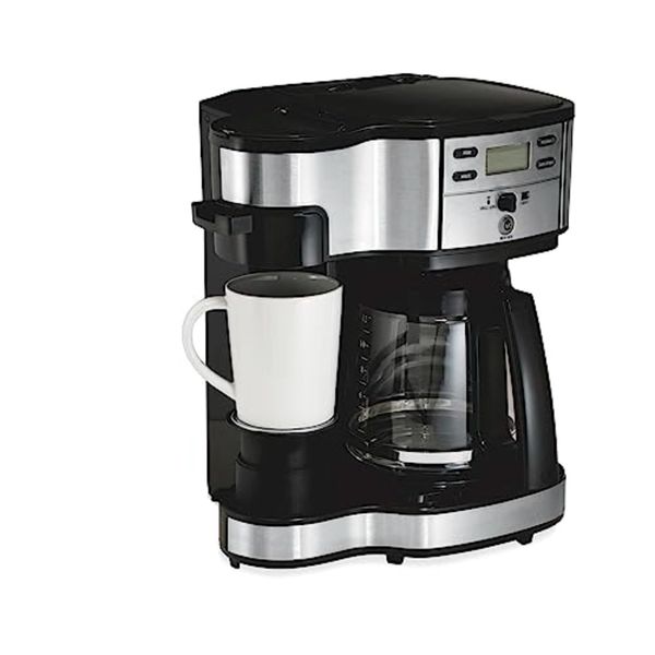 Nova máquina de café por gotejamento programável Hamilton Beach, 2 vias, 12 xícaras, máquina de servir único, jarra de vidro, pausa automática e despejar