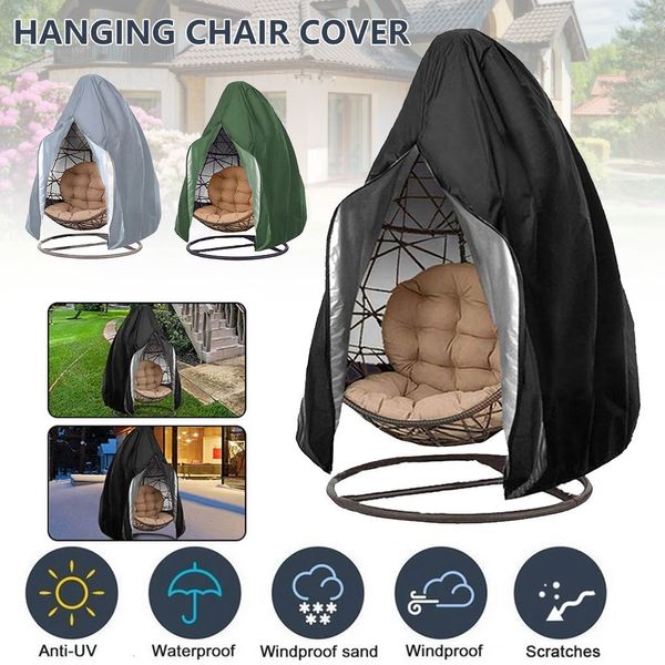 Cadeira cobre preto pátio capa ovo balanço impermeável protetor de poeira com zíper capa protetora ao ar livre pendurado 230921