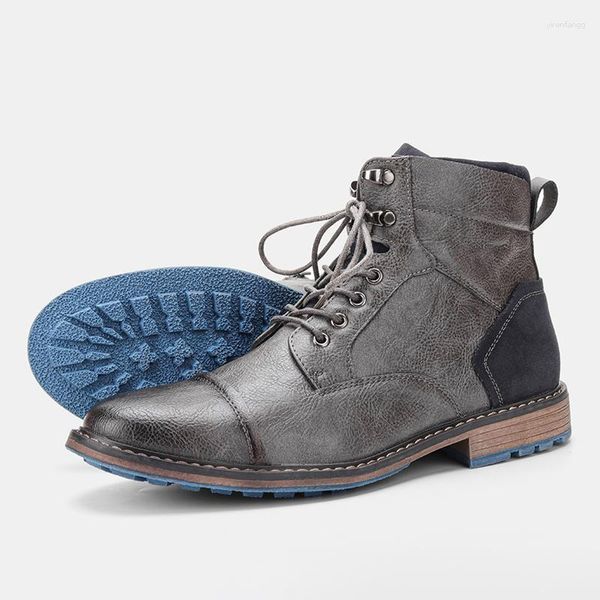 Stiefel Herren Leder 2023 Männer Bequeme Mode Klassische Marke Große High-Top-Schuhe Größe 7-13 39-48