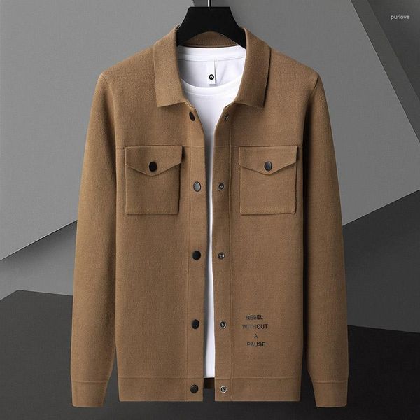 Мужские куртки, весенне-осенняя вязаная куртка, модный брендовый корейский вариант, повседневный свитер с изысканным принтом, кардиган, карманное пальто